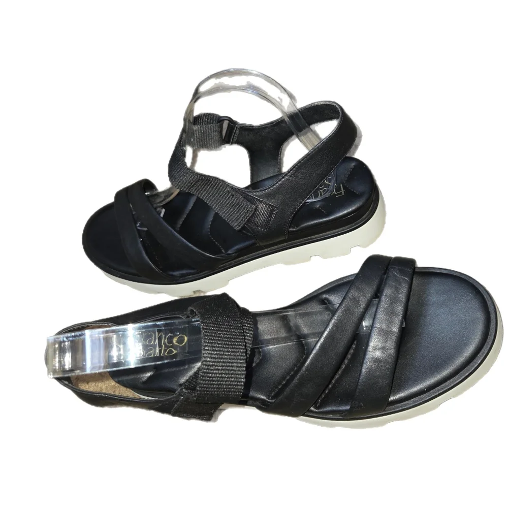 Franco Sarto Urla Platform Black Leather Strappy Sandals Size 11M - Picture 7 of 9